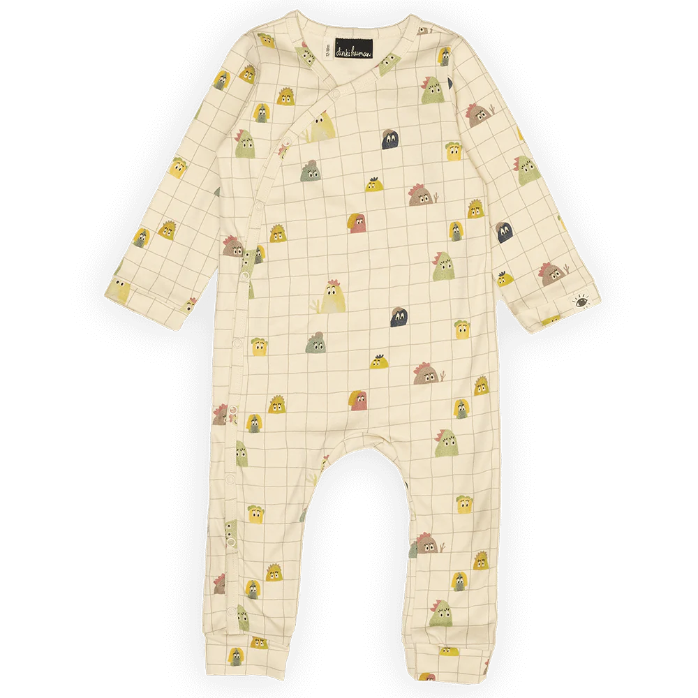 monster grid organic cotton onesie