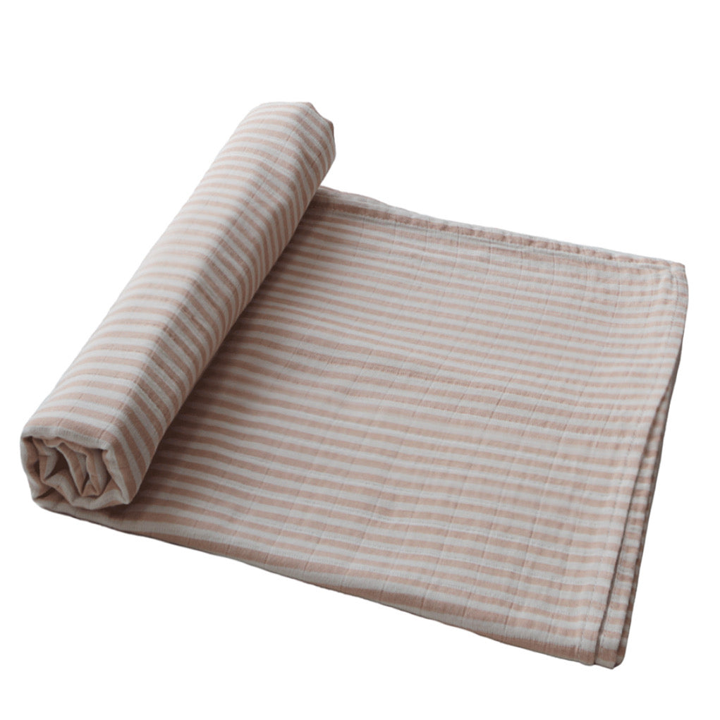 mushie organic swaddle blanket - natural stripe