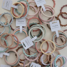 Load image into Gallery viewer, mushie silicone pearl teether bracelets - clary sage, tuscany + desert sand
