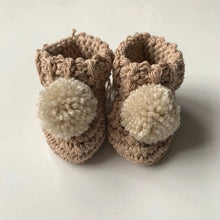 Load image into Gallery viewer, organic cotton pom pom booties - sand
